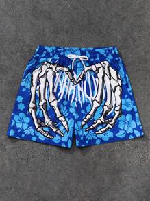 New Men's Graphic Knitted Loose Shorts