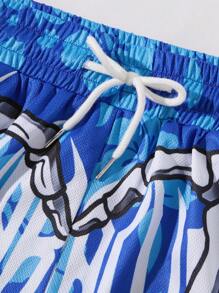 New Men's Graphic Knitted Loose Shorts