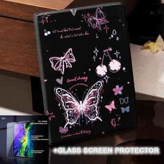 A Butterfly Tablet Protective Case Can Be Paired With Tempered Glass Screen Protectors Of The Same Model, Tablet Protective Case, Soft Anti-Fall Protection, Ultra-Thin/Smart Stand/Auto-Wake Protective Case Compatible With Ipad Compatible With IPad 10.2 Inch 2021/2020 IPad 9th/8th Generation/, Tab Cover, With Pen Holder, Supports Automatic Sleep/Wake Li