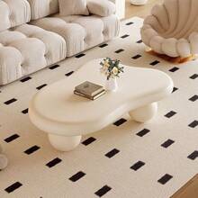 40 Inch Cloud Shaped Coffee Table With 3 Ball Legs For Living Room, Cream White /Black - Cream White - View 6