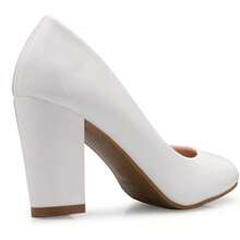Tacones de plataforma de punta redonda clásicos para mujer con tacón alto en bloque - Adorable,-2025 - Patente blanca - Ver 4