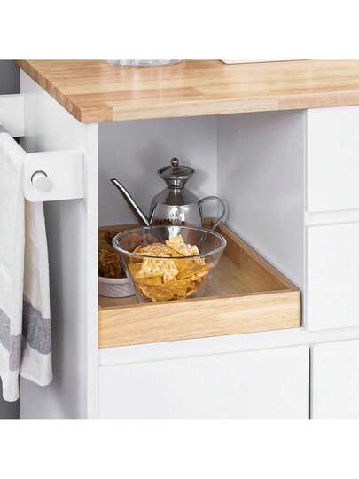 SoBuy Kitchen Trolley Storage Mobile Cabinet Rubber Wood Worktop W72 D42 H84cm FKW123 WN view 4