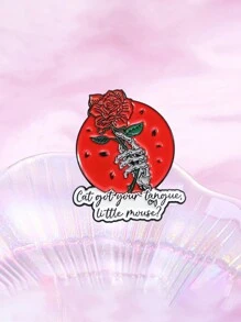 1 件朋克骷髅红玫瑰珐琅别针猫舌尖小老鼠胸针翻领徽章哥特式装饰珠宝礼物送给朋友 - 彩色 - 查看 1