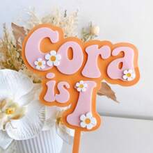 1pc Personalised Double Layer Acrylic Cake Topper, Daisy Flower Cake Topper, Groovy Birthday Custom Name Cake Topper, Dessert Table Decor For Parties, Ornamental Baking Accessory, Customized Cake Topper, Glitter Cake Toppers - Multicolor - View 8