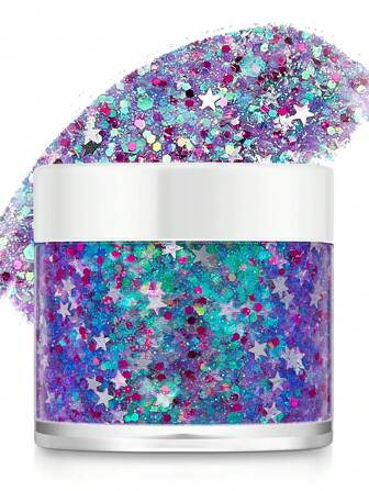 1 件全息 3D 闪光凝胶，发光闪光亮片果冻绿色/蓝色/红色/美人鱼颜色，适用于身体、面部、眼睛、头发，适合女性、女孩、节日、庆典、圣帕特里克节，持久闪光化妆配件，礼物