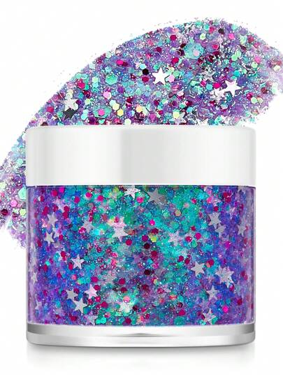 1 pieza de Gel brillante holográfico 3D, brillos luminosos y parpadeantes de color verde/azul/rojo/sirena, apto para Body, rostro, ojos, cabello, adecuado para mujeres, niñas, festivales, celebraciones, Día de San Patricio. Accesorios de maquillaje con glitter de larga duración, regalo