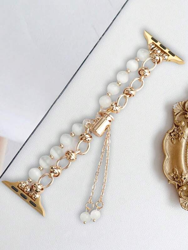 1pc Fashionable Creative Metal Heart & Faux Pearl Charm Bracelet Decorative Wrist Band Strap For Apple Watch Ultra 3 2 1 Series SE S10-S1 38mm 40mm 41mm 42mm 44mm 45mm 46mm 49mm Smart Watch Accessories