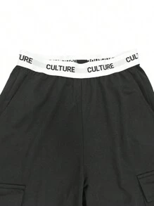 Damen Hose mit hoher Taille und weitem Bein, weite Jogginghose mit 4 Taschen, vielseitige lässige Sportshose