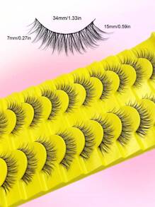 Asiteo 10对自然妆效假睫毛，柔软3D仿貂毛睫毛，可重复使用，适合日常妆容 - 自然纖長款 - 查看 4