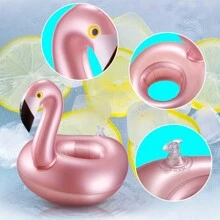 12 Pieces Inflatable Drink Holder Flamingo Drink Floats Reusable Inflatable Cute Animal Cup Coasters Pool Cup Holders For Summer Swimming Party, Beach Essentials, Beach Accessories - Rose Gold - View 4