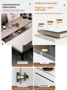 **Gabinete Moderno de Almacenamiento Blanco y Negro con Diseño Minimalista, Ideal para Sala, Comedor u Oficina** - Blanco - Ver 3