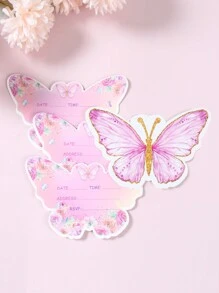 12 piezas Tarjetas de invitación con tema de mariposas rosas, invitaciones para cumpleaños, bodas, fiestas festivas, tarjetas de invitación de cumpleaños con mariposas rosas, tarjetas de decoración de regalo de cumpleaños sorpresa, invitaciones de decoración de cumpleaños, invitaciones de boda, invitaciones de eventos - Multicolor - Ver 1
