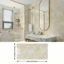 20pcs 3D Imitation Marble Pattern Wall Sticker, Waterproof Self-Adhesive Aluminum-Plastic Panel For Kitchen, Living Room, Bathroom, Corridor, Office, Home And Dormitory Decor, 23.62*11.8in - Multicolor - View 5