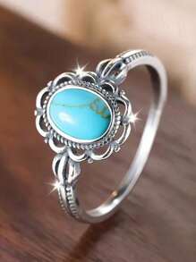 1 pièce Bague de style rétro en argent sterling 925 Bijoux de mariage pour femmes Bijouterie fine