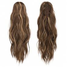 FESHFEN Ponytail Extensions, Long Claw Clip In Ponytail Hairpiece Synthetic Pony Tails Hair Piece Natural Wavy Hairpieces For Women, 20 Inch - Honey Blonde Mixed Light Brown - 查看 2