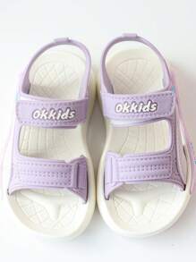 一双时尚夏季儿童凉鞋，可爱的户外跑步鞋，轻便舒适，适合海滩度假和玩耍，以及回到学校宿舍穿脱的时尚凉鞋 - 紫色 - 查看 7