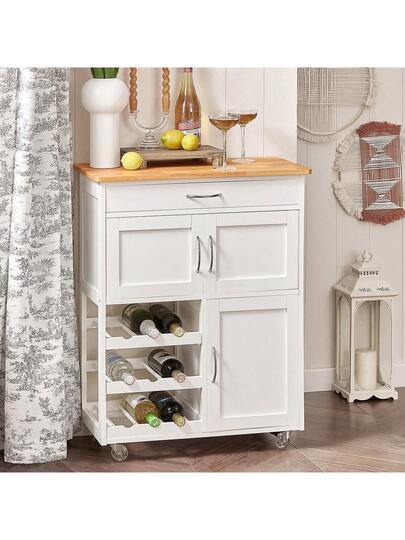 SoBuy FKW45 HG, Kitchen Storage Trolley Serving Cabinet Stainless Steel Worktop view 4