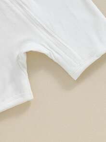 0-24M Baby Summer Romper Casual Short Sleeve Round Neck Zip Up Jumpsuit Infant Clothes - trắng - Xem 7