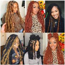 24 英寸蝴蝶辫钩针辫子 Meche 人造辫子钩针辫子接发软辫卷发辫子合成头发 - 彩色 - 查看 8