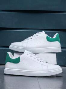 男士休闲运动滑板鞋,防滑学生滑板运动鞋,百搭白色鞋子,四季皆宜 - 白色 - 查看 3