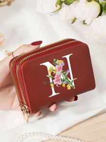 Burgundy Bag Charry Red Bag Wine Red Bag Large Capacity Multi Double Zipper Card Holder Wallet Business Card Holder Credit Card Holder Women For Women Wallet Mini Wallet Purse Wallet Card Wallet - Burgundy - View 30