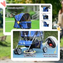 PawHut Passeggini per animali domestici - blu polveroso - Visualizzare 6