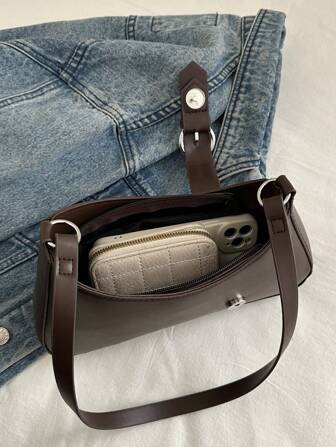  Fashionable And Simple Solid Color Belt Decoration Shoulder Bag, Suitable For Shopping, Wallets, Shopping, Young Women, College Students, Newcomers, White-Collar Workers. They Are Very Suitable For Offices, Universities, Work, Business, Commuting, Outdoor Activities, Travel, And Outings , Old Money