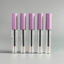 Set de 1/5/10 piezas botellas de aplicador de delineador de ojos transparentes recargables de tamaño de viaje con tapa morada, recipientes de 5ml para rellenar maquillaje de ojos