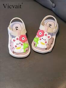 Children's Pearl Heart Sandals Roman Cross Girls 2024 Korean Style All-Matching Fashionable Western-Style Anti-Slip Soft-Sole Sandals - Pink - View 2