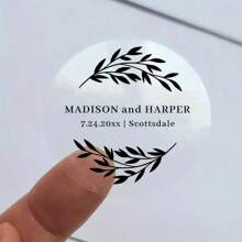 35 pièces Autocollants transparents personnalisés - 6 styles, Couronne florale bohème, Monogramme botanique de mariage, Étiquettes autocollantes personnalisées pour les faveurs de baptême, les décorations de mariage dorées, les cadeaux personnalisés, les décorations personnalisées, les anniversaires, les mariages