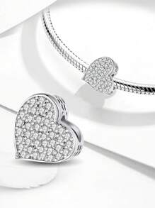 1Pc Fashionable Heart Beads Charms Fit For Women Bracelets Bangles DIY Jewelry Making And Daily Outfit Matching Jewelry Decoration For Girls