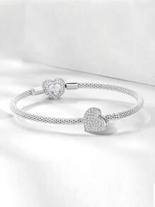 1Pc Fashionable Heart Beads Charms Fit For Women Bracelets Bangles DIY Jewelry Making And Daily Outfit Matching Jewelry Decoration For Girls