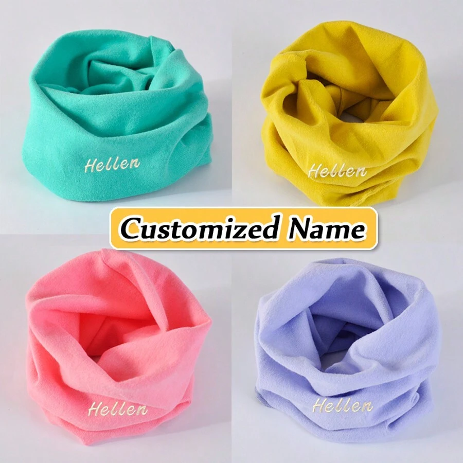[Customized Product] 1pc Children Snood, Elastic Turtleneck Scarf, Colorful Soft Windproof Warm Scarf For Outdoor Activities, Customized Embroidered Name, & New Year Holiday Gift