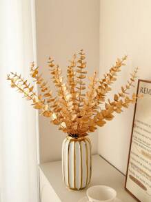 30/5/10/20/1/25/15pcs, 16.93in Decorations, Golden Fake Flowers, Eucalyptus Leaves, Valentine's Day New Years Gifts DIY Fake Plants, Wedding Center Decorations, Flower Decorations, Home Decoration For Flower Arrangement