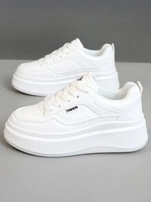 New Spring/Autumn Women's Shoes, Breathable Colorblock Platform Sneakers, Casual Versatile Fashion Shoes - White - View 4
