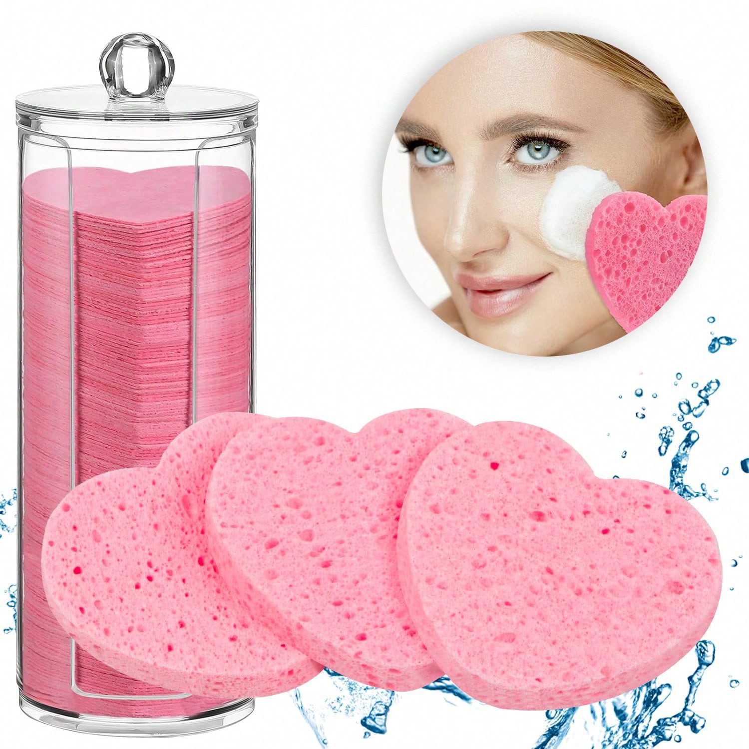 10/30/50/100pcs Heart Shape Facial Sponge,Esthetician Supplies- Pink Deep Cleaning Absorbent Compressed Facial Sponges Face Cleansing Sponge Powder Puff For Facial Massages & Daily Beauty Routine Compressed Facial Sponges Gifts