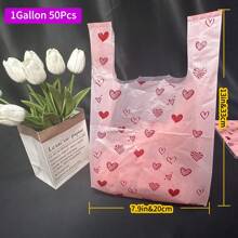 1-10加仑 300个/50个装 情人节塑料T恤袋，散装粉色塑料袋，感谢袋，购物袋，外卖袋，散装包装袋，超市袋，手提袋，车载垃圾袋，包装袋，礼品盒，阁楼储物袋，各种用途的大号垃圾袋，男士生日礼物，情人节礼盒，男士礼盒，男士礼物 - 粉色 - 查看 8