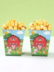 10 件红色农场动物风格食品盒、炸薯条盒、爆米花杯、爆米花桶零食盒容器，适用于生日派对装饰和家庭电影之夜，红色农场动物主题婴儿淋浴派对装饰一次性餐具装饰，厨房食品托盘蛋糕托盘，适用于面包店面包盒、汉堡餐厅 - 農場動物 - 查看 5
