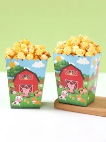 10 件红色农场动物风格食品盒、炸薯条盒、爆米花杯、爆米花桶零食盒容器，适用于生日派对装饰和家庭电影之夜，红色农场动物主题婴儿淋浴派对装饰一次性餐具装饰，厨房食品托盘蛋糕托盘，适用于面包店面包盒、汉堡餐厅 - 農場動物 - 查看 6