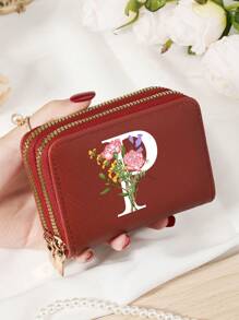 Burgundy Bag Charry Red Bag Wine Red Bag Large Capacity Multi Double Zipper Card Holder Wallet Business Card Holder Credit Card Holder Women For Women Wallet Mini Wallet Purse Wallet Card Wallet - Burgundy - View 28