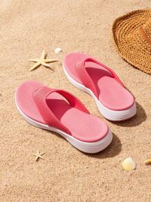 Women's Soft Cushion Flip Flops Thong Sandals Deep Heel Cup Arch Support Soft Lightweight And Flexible Comfortabe Vacation Beach Sandals Shoes - 紅色 - 查看 7
