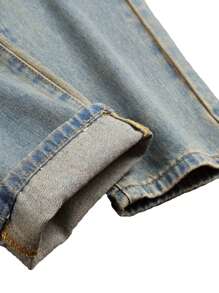 1pc Men's Regular Fit Casual Comfortable Breathable Solid Blue Denim Pants, Pocket Design, Suitable For Outdoor, Cycling, Sports - Blue - View 5