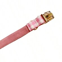 New Dual-Tone Plaid Zinc Alloy Clasp Pet Dog Collar, Adjustable Size Fit For Large, Medium, Small Dogs, Soft And Comfortable, Durable Zinc Alloy Clasp Plated In Gold, More Sturdy Than Plastic Clasp, Easy To Tighten And Quickly Release (Slight Color Variation Due To Leather Batch Difference, Random Color Delivery)