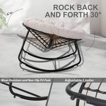 Outdoor Rocking Chair, Indoor & Outdoor Comfy Oversized Papasan Chair With Padded Cushion, Oversized Metal Frame Egg Chair For Living Room, Patio, Front Porch, Backyard - Beige - View 4