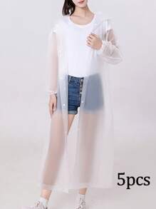 2/5pcs Women's Waterproof EVA Raincoats - Windproof, Portable Waterproof Poncho, Raincoat - Long Sleeve, Hooded, Lightweight, Breathable, Windproof - Full Coverage With Drawstring For Hiking, Cycling & Travel And Outdoor Activities- Suitable For Rainy Days & Outdoor Activities - Perfect Gift For Adventurers