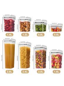 24pcs,Airtight Food Storage Containers Set, Plastic Kitchen Pantry Organizer, With Easy Lock Lids For Pasta Spaghetti Cereal Snack Flour Sugar Rice Organization, Include Labels - Black and White - View 2