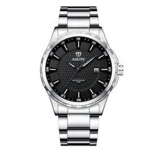 NARY 1pc Men's Watch Stainless Steel Luxury Large Dial Waterproof Date Sports Watch, Brand Original Luxury Waterproof Luminous Quartz Watch,New Style Male Clock 6151