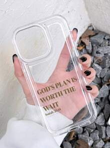 1 件简约口号和上帝图形防滑软手机壳，适用于 11/12/13/14/15/16 Pro Max 防水防震防摔防刮 - 彩色 - 查看 3