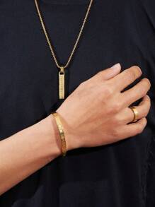 3 件套不锈钢手链、戒指和项链，带罗马数字，适合男士日常使用、圣诞节、新年、情人节节日礼物