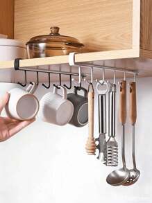 6钩铁艺置物架，金属衣柜架，杯架，厨房收纳架，衣架，帽子架，壁挂式收纳挂钩，适用于橱柜、衣柜、浴室、厨房、背包、学习用品等。 - 彩色 - 查看 6